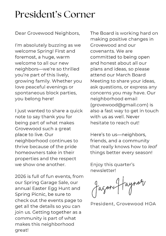 presidednts message 2026